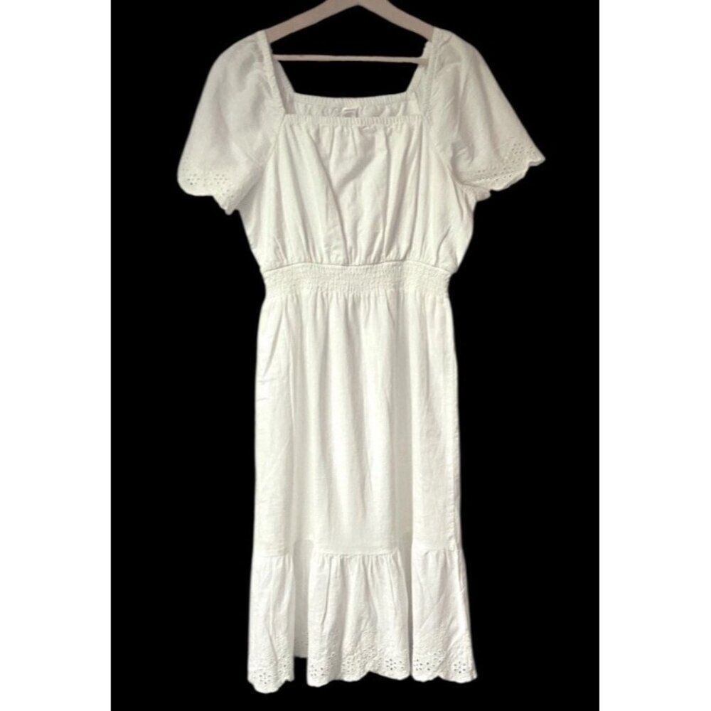 Gymboree Large Mommy & Me White Eyelet Linen Peasant Dress Prairie NWT MSRP $79